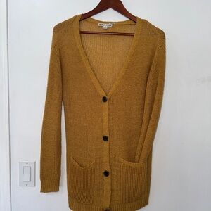 Mustard Knit Cardigan | Button Front | Cozy Fall Layer | M